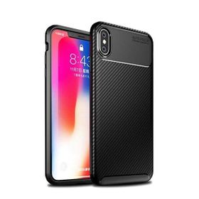 Teleplus Iphone XS Max Kılıf Ultra Soft Negro Karbon Tam Kapatan Cam Siyah Silikon Kılıf