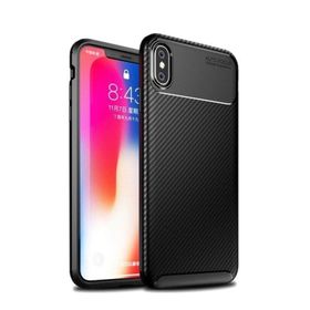 Teleplus Iphone XS Max Kılıf Ultra Soft Negro Karbon Tam Kapatan Cam Siyah Silikon Kılıf