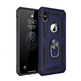 Teleplus iPhone XS Max (Plus) Vega Yüzüklü Tank Kapak Siyah + Nano Ekran Koruyucu Kılıf
