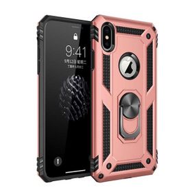 Teleplus iPhone XS Max (Plus) Vega Yüzüklü Tank Kapak Siyah + Nano Ekran Koruyucu Kılıf