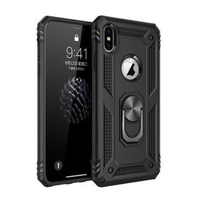 Teleplus iPhone XS Max (Plus) Vega Yüzüklü Tank Kapak Siyah + Nano Ekran Koruyucu Kılıf