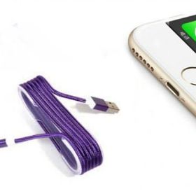 Teleplus Mor iPhone Örgü Şeklinde Renkli Çelik Şarj Data Kablosu