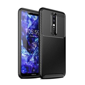 Teleplus Nokia 5.1 Plus Negro Karbon Siyah Nano Ekran Koruyucu Silikon Kılıf