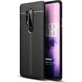 Teleplus OnePlus 8 Pro Deri Dokulu Silikon Siyah Kılıf
