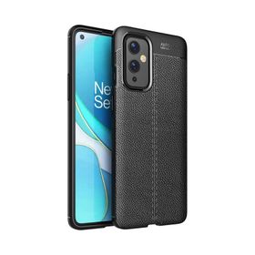 Teleplus OnePlus 9 Deri Dokulu Niss Silikon Lacivert Kılıf
