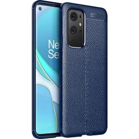 Teleplus OnePlus 9 Pro Deri Dokulu Niss Silikon Lacivert Kılıf