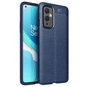 Teleplus OnePlus 9 Pro Deri Dokulu Niss Silikon Lacivert Kılıf