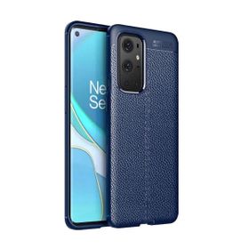 Teleplus OnePlus 9 Pro Deri Dokulu Niss Silikon Lacivert Kılıf