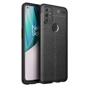 Teleplus OnePlus Nord N100 Deri Dokulu Silikon Siyah Kılıf