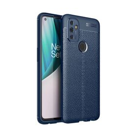 Teleplus OnePlus Nord N100 Deri Dokulu Silikon Siyah Kılıf