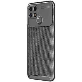 Teleplus Oppo A15 Kamera Korumalı Negro Karbon Silikon Siyah Kılıf
