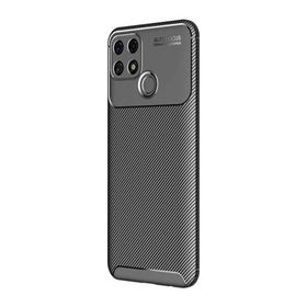 Teleplus Oppo A15 Kamera Korumalı Negro Karbon Silikon Siyah Kılıf