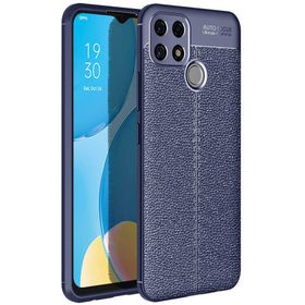 Teleplus Oppo A15S Deri Dokulu Siyah Nano Ekran Koruyucu Silikon Cep Telefonu Kılıf