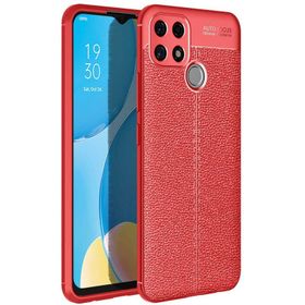 Teleplus Oppo A15S Deri Dokulu Siyah Nano Ekran Koruyucu Silikon Cep Telefonu Kılıf