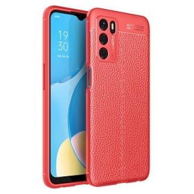 Teleplus Oppo A16 Kamera Korumalı Deri Dokulu Silikon Kırmızı Kılıf