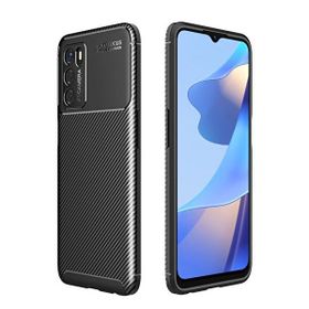 Teleplus Oppo A16 Kamera Korumalı Negro Karbon Silikon Siyah Kılıf