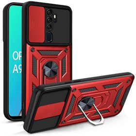 Teleplus Oppo A5 2020 Kılıf Kamera Korumalı Yüzüklü Tank Pars Silikon Siyah KIlıf