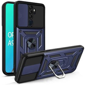 Teleplus Oppo A5 2020 Kılıf Kamera Korumalı Yüzüklü Tank Pars Silikon Siyah KIlıf