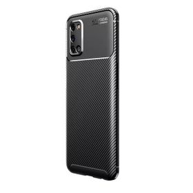 Teleplus Oppo A52 Ultra Soft Negro Karbon Silikon Lacivert Kılıf + Tam Kapatan Ekran Koruyucu