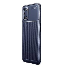 Teleplus Oppo A52 Ultra Soft Negro Karbon Silikon Lacivert Kılıf + Tam Kapatan Ekran Koruyucu