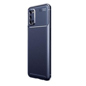 Teleplus Oppo A52 Ultra Soft Negro Karbon Silikon Lacivert Kılıf + Tam Kapatan Ekran Koruyucu