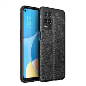 Teleplus Oppo A54 Deri Dokulu Silikon Lacivert Nano Ekran Koruyucu Kılıf