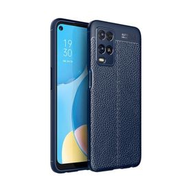 Teleplus Oppo A54 Deri Dokulu Silikon Lacivert Nano Ekran Koruyucu Kılıf