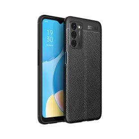 Teleplus Oppo A55 5G Kılıf Kamera Korumalı Deri Dokulu Silikon Siyah Cep Telefonu Kılıfı