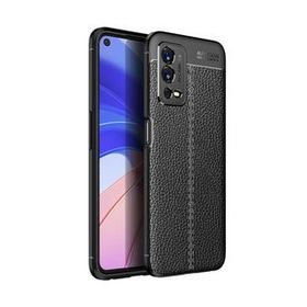 Teleplus Oppo A55 5G Kılıf Kamera Korumalı Deri Dokulu Silikon Siyah Cep Telefonu Kılıfı
