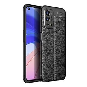 Teleplus Oppo A55 5G Kılıf Kamera Korumalı Deri Dokulu Silikon Siyah Cep Telefonu Kılıfı