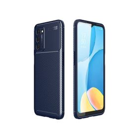 Teleplus Oppo A55 5g Kılıf Kamera Korumalı Karbon Dokulu Silikon Lacivert + Nano Ekran Koruyucu