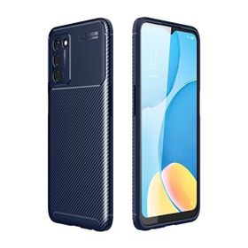 Teleplus Oppo A55 5g Kılıf Kamera Korumalı Karbon Dokulu Silikon Lacivert + Nano Ekran Koruyucu