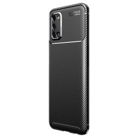 Teleplus Oppo A72 Siyah Ultra Soft Negro Karbon Silikon Kılıf+Tam Kapatan Ekran Koruyucu
