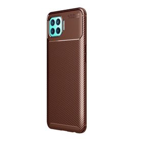 Teleplus Oppo A73 Negro Karbon Kahverengi Silikon Cep Telefonu Kılıf