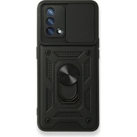 Teleplus Oppo A74 4G Kamera Korumalı Yüzüklü Tank Pars Silikon Siyah Kılıf