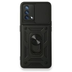 Teleplus Oppo A74 4G Kamera Korumalı Yüzüklü Tank Pars Silikon Siyah Kılıf