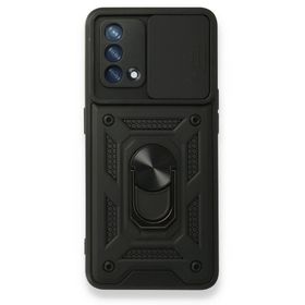 Teleplus Oppo A74 4G Kamera Korumalı Yüzüklü Tank Pars Silikon Siyah Kılıf