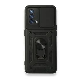 Teleplus Oppo A74 4G Kamera Korumalı Yüzüklü Tank Pars Silikon Siyah Kılıf
