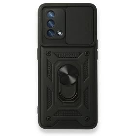 Teleplus Oppo A74 4G Kamera Korumalı Yüzüklü Tank Pars Silikon Siyah Kılıf