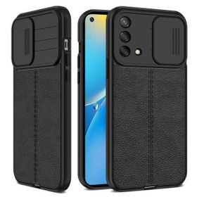 Teleplus Oppo A74 4G Lensi Kamera Korumalı Deri Dokulu Silikon Kırmızı Kılıf