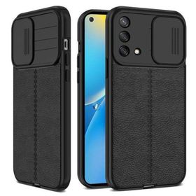 Teleplus Oppo A74 4G Lensi Kamera Korumalı Deri Dokulu Silikon Kırmızı Kılıf