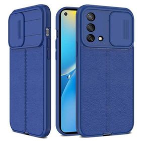 Teleplus Oppo A74 4G Lensi Kamera Korumalı Deri Dokulu Silikon Kırmızı Kılıf