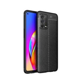 Teleplus Oppo A74 Deri Dokulu Silikon Siyah Kılıf