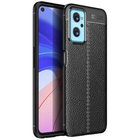 Teleplus Oppo A76 Deri Dokulu Niss Silikon Siyah Kılıf