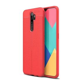 Teleplus Oppo A9 2020 Deri Dokulu Silikon Kırmızı Nano Ekran Koruyucu Cep Telefonu Kılıfı