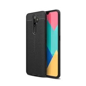 Teleplus Oppo A9 2020 Deri Dokulu Silikon Kırmızı Nano Ekran Koruyucu Cep Telefonu Kılıfı