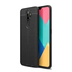 Teleplus Oppo A9 2020 Deri Dokulu Silikon Kırmızı Nano Ekran Koruyucu Cep Telefonu Kılıfı