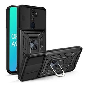 Teleplus Oppo A9 2020 Kamera Korumalı Yüzüklü Tank Pars Silikon Siyah Kılıf