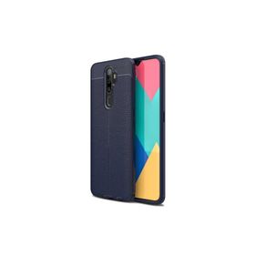 Teleplus Oppo A9 2020 Lacivert Deri Dokulu Silikon Kılıf