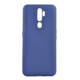 Teleplus Oppo A9 2020 Lüks Silikon Lacivert + Tam Kapatan Cam Kılıf